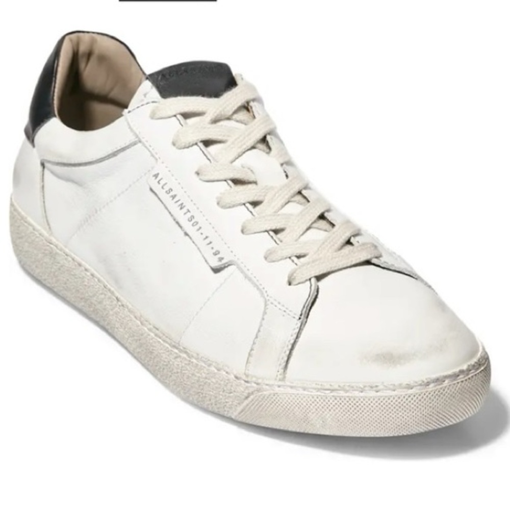 All Saints Sheer White and Black Leather Sneakers size 41